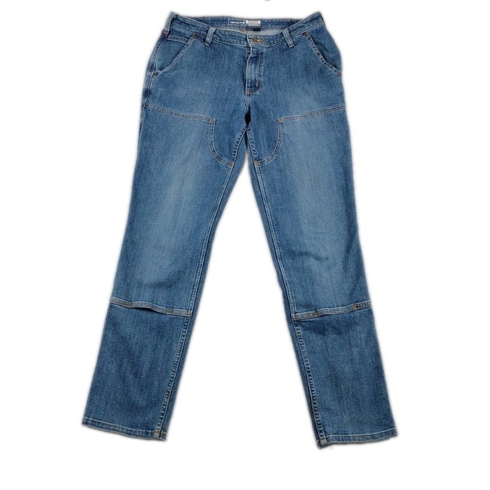 Carhartt Jeans Womens 10 Regular Blue Cotton 105110-H97 Relaxed Fit double knee